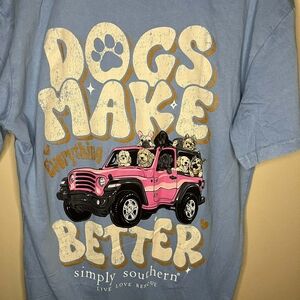 Simply Southern Dogs Make Everything Better Jeep Medium Blue Tee